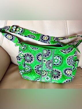 Vera Bradley Green Medallion Floral Quilted Shoulder Crossbody